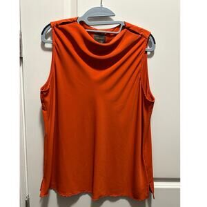 Women’s AUGUST 1 EIGHT sleeveless blouse in vibrant orange color, large L